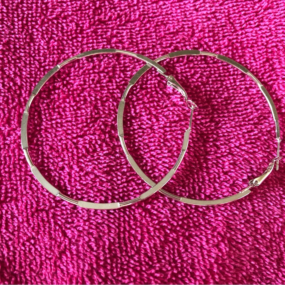 NWT Sliver Textured Hoop Earrings - Women Jewelry